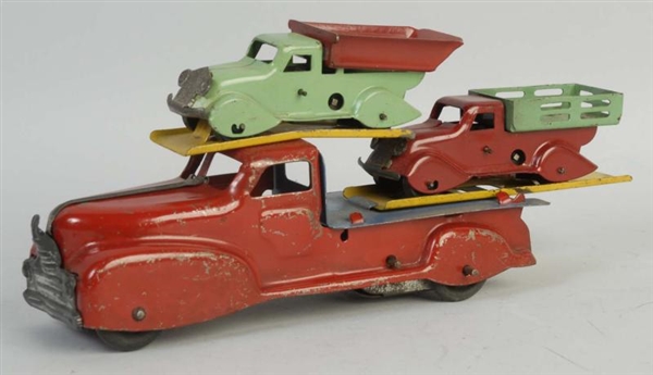 PRESSED STEEL MARX WIND-UP AUTO CARRIER TOY.      