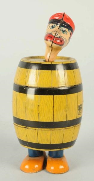 CHEIN TIN WIND-UP BARNACLE BILL IN THE BARREL TOY 