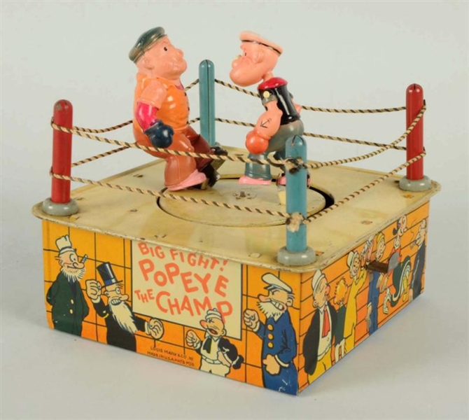 MARX TIN WIND-UP POPEYE THE CHAMPS BOXING TOY.    
