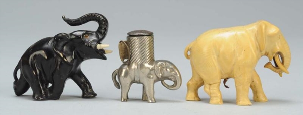 LOT OF 3: ELEPHANT FIGURAL SEWING TAPE MEASURES.  