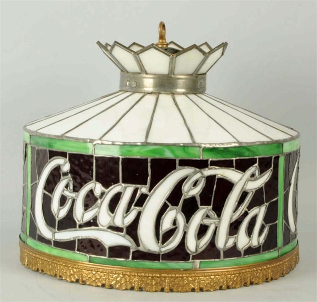 1920S COCA-COLA LEADED GLASS LIGHT SHADE.         