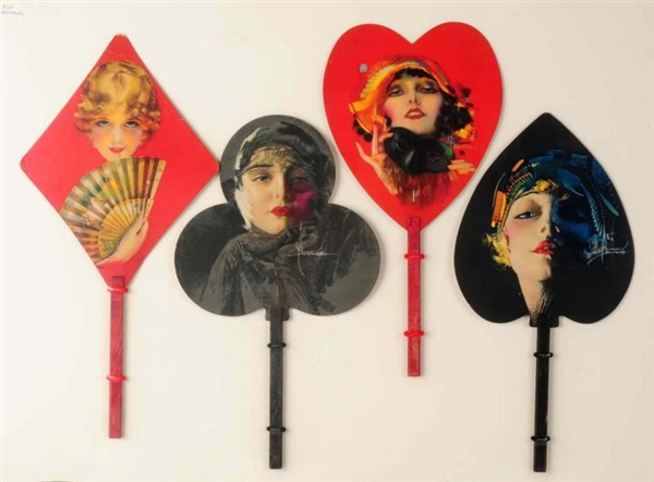 SET OF 1920S ROLF ARMSTRONG PLAYING CARD FANS.    