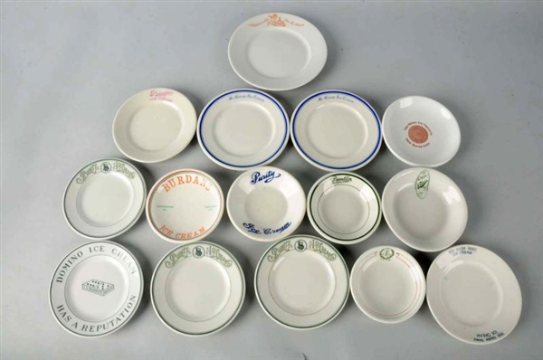LOT OF 15: ASSORTED ICE CREAM PLATES & DISHES.    