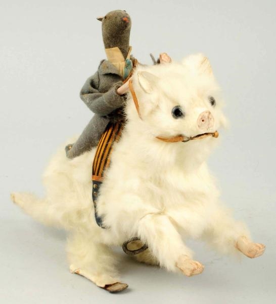 MECHANICAL MOUSE RIDING FUR COVERED CAT.          