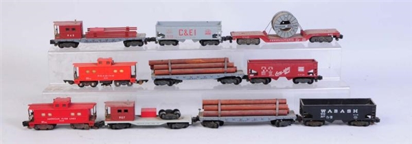 LOT OF 10: ASSORT FREIGHT CARS AMERICAN FLYER.    