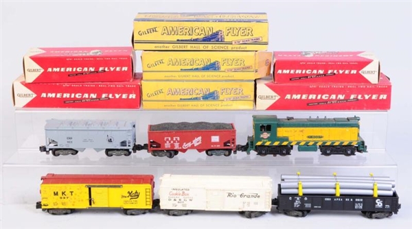 AMERICAN FLYER SWITCHER & 2 FREIGHTS.             