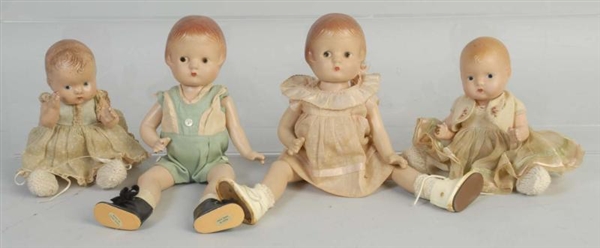 LOT OF 4: EFFANBEE COMPOSITION HEADED DOLLS.      