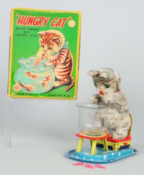 JAPANESE LINEMAR BATTERY OPERATED HUNGRY CAT TOY. 