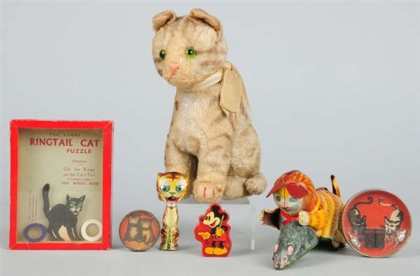 LOT OF 7: VINTAGE CAT & MOUSE TOYS.               