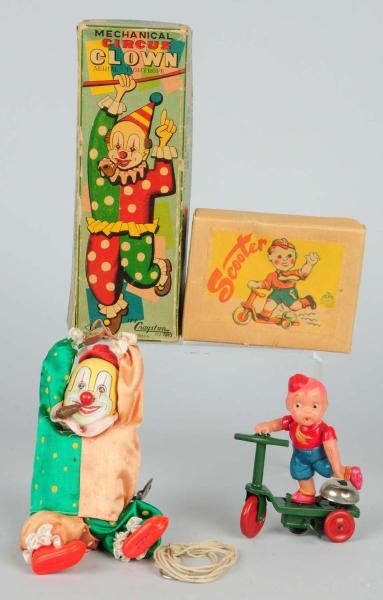LOT OF 2: JAPANESE TIN & CELLULOID WIND-UP TOYS.  