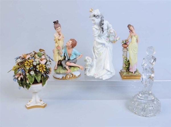 LOT OF 5: ASSORTED FIGURINES.                     