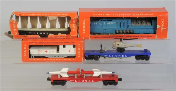 LIONEL ASSORTMENT OF MILITARY TRAINS.             