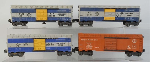 LOT OF 4: ASSORTED NO.6464 BOX CARS.              