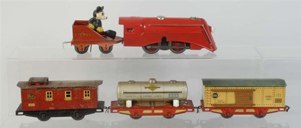 LIONEL MICKEY MOUSE WIND-UP FREIGHT SET.          