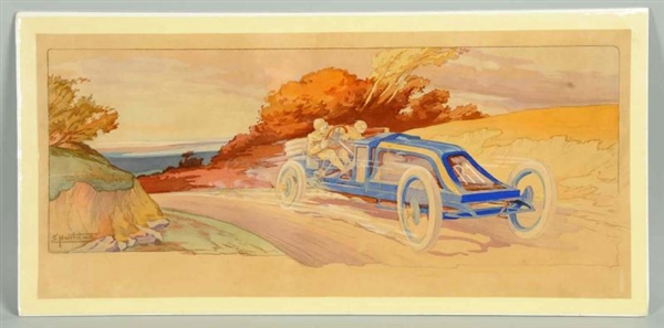 EARLY MONTAUT COLORFUL AUTOMOBILE PRINT.          