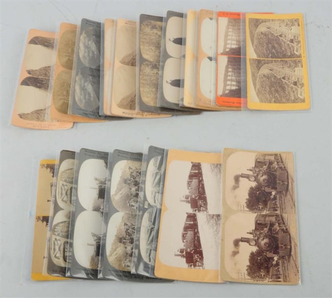 LOT OF 18: RAILROAD RELATED STEREOVIEWS.          
