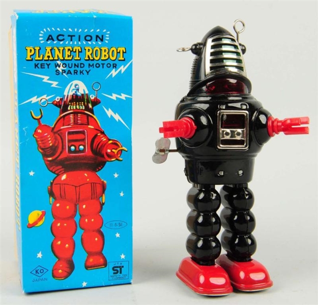 JAPANESE TIN LITHO WIND-UP ACTION PLANET ROBOT.   