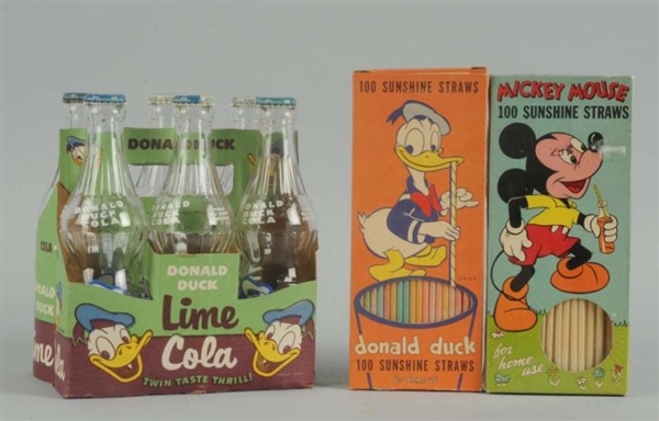 DONALD DUCK 6-PACK WITH 2 BOXES OF STRAWS.        
