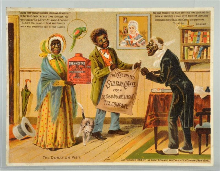 EARLY BLACK ADVERTISING CARD FOR SULTANA COFFEE.  