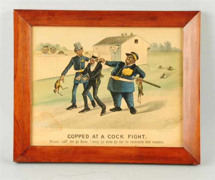 COURIER & IVES COPPED AT A COCK FIGHT PRINT.      