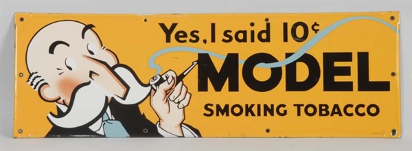 MODEL SMOKING TOBACCO ENAMEL SIGN.                
