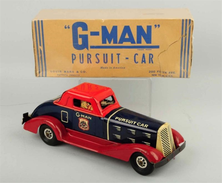MARX TIN LITHO WIND-UP G-MAN PURSUIT CAR.         