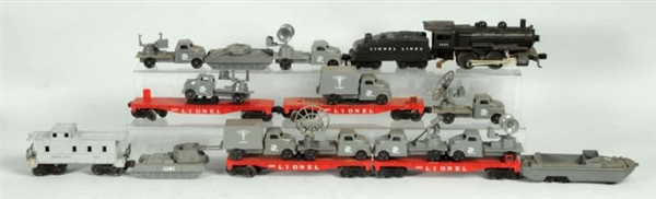 LIONEL O27 GAUGE MILITARY FREIGHT TRAIN SET.      