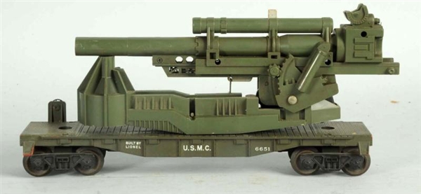 LIONEL US MARINE CORPS CANNON FIRING CAR.         
