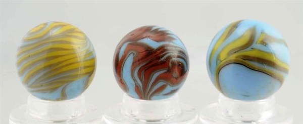 LOT OF 3: CHRISTENSEN FLAME MARBLES.              