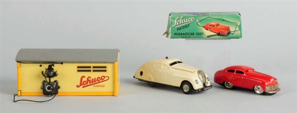 LOT OF 3: GERMAN TIN SCHUCO TOY ITEMS.            
