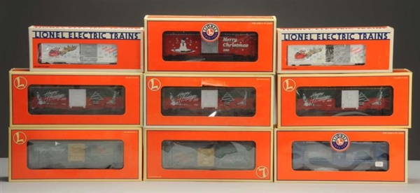 LOT OF 9: MOSTLY CHRISTMAS RELATED ROLLING STOCK. 