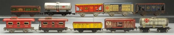LOT OF 10: MARX 6" TIN FREIGHTS.                  