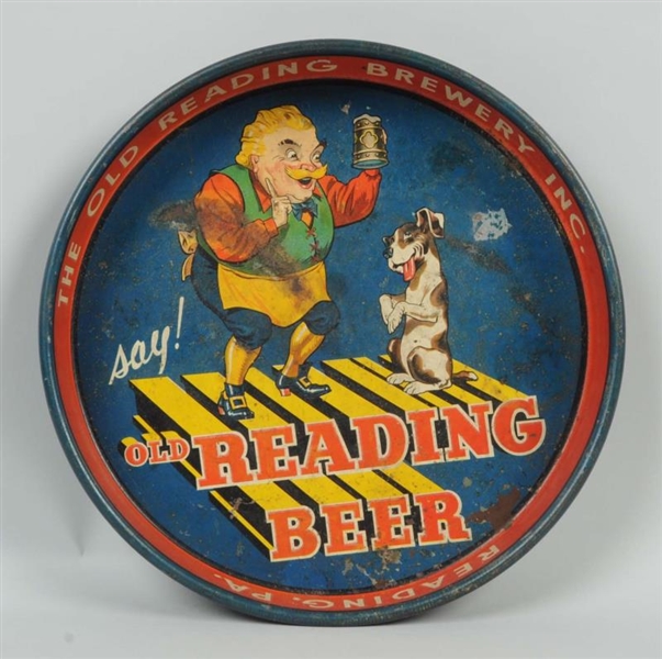 OLD READING BEER TIN TRAY.                        