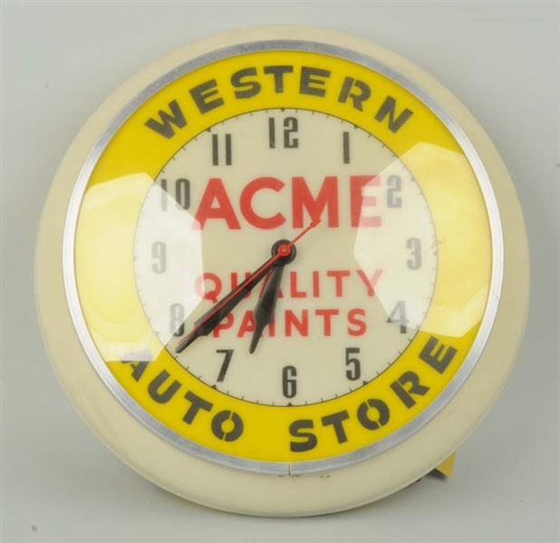 WESTERN AUTO ACME PAINTS ADVERTISING CLOCK.       