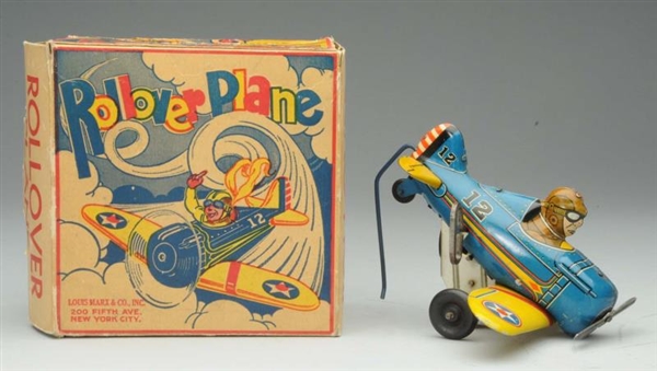 TIN LITHO MARX WIND-UP ROLLOVER AIRPLANE.         
