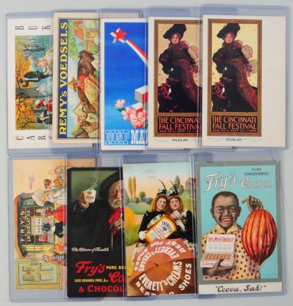 LOT OF 9: ADVERTISEMENT & POSTER POSTCARDS.       