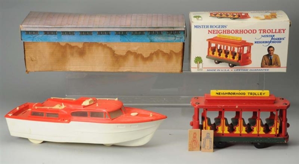 LOT OF 2:  CABIN CRUISER & MR ROGERS TROLLEY      