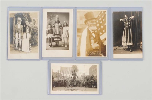 LOT OF 5: PATRIOTIC CLOTHING REAL PHOTO POSTCARDS 