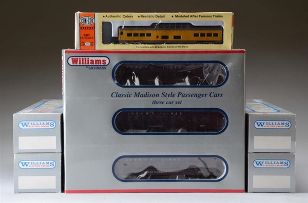 6 PC. WILLIAMS & CON-COR TRAIN SET IN BOXES.      