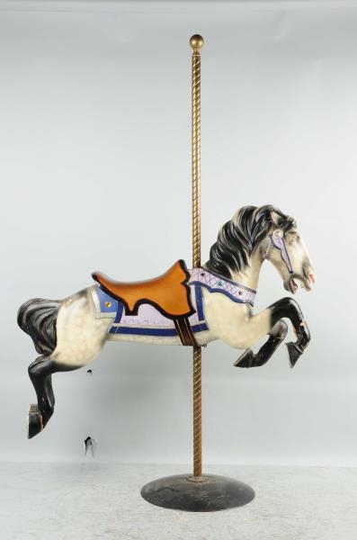WOODEN CAROUSEL HORSE WITH POLE.                  