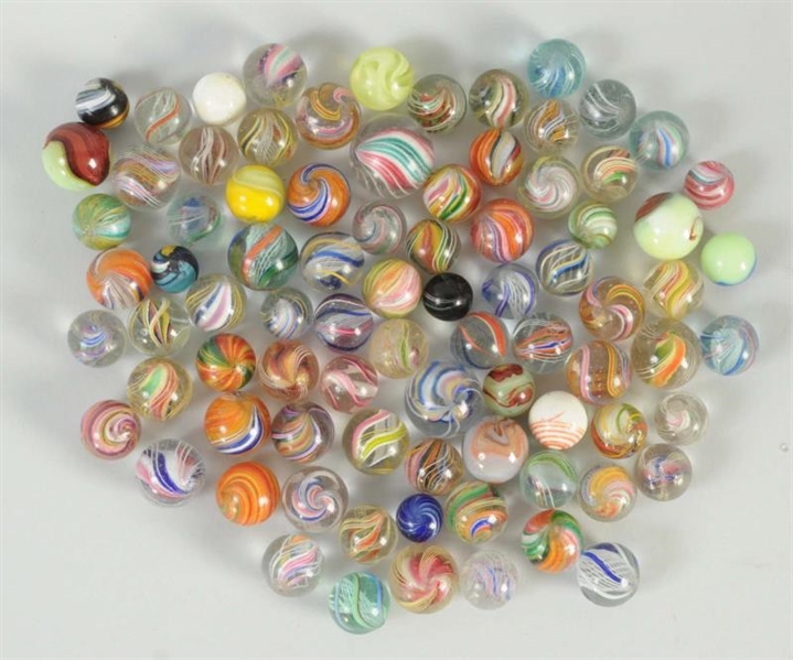 LOT OF SWIRL MARBLES.                             