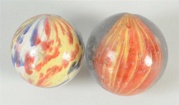 TWO ONIONSKIN MARBLES.                            