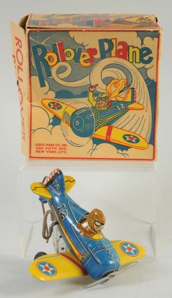 MARX TIN LITHO WIND UP ROLLOVER PLANE.            
