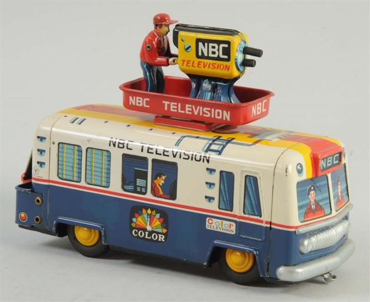 JAPANESE TIN BATTERY OPERATED NBC TELEVISION BUS. 