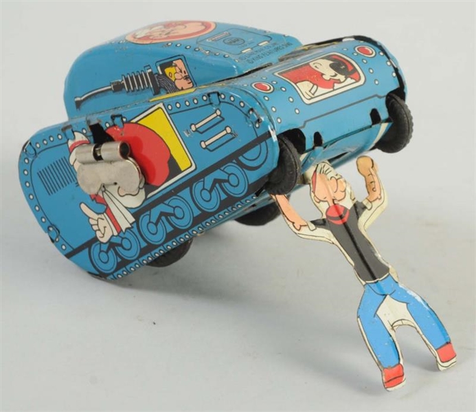 JAPANESE TIN LITHO POPEYE WIND-UP ROLLOVER TANK.  
