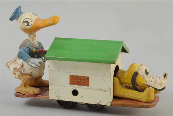 LIONEL TIN WIND-UP DONALD DUCK HAND CAR.          