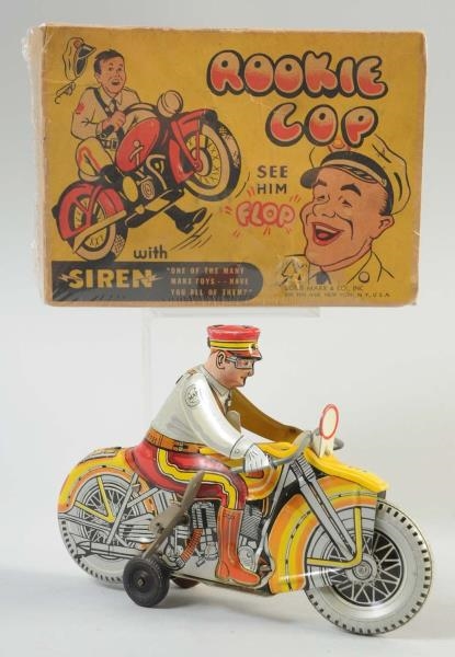 MARX TIN WIND-UP ROOKIE COP MOTORCYCLE.           