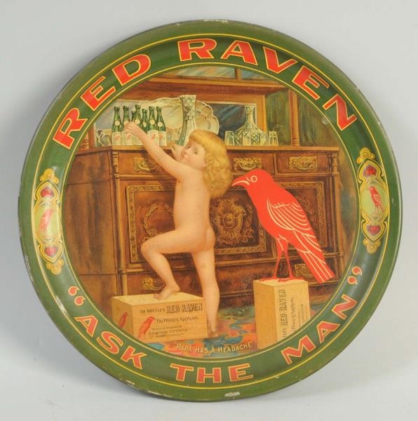 RED RAVEN ADVERTISING TRAY.                       
