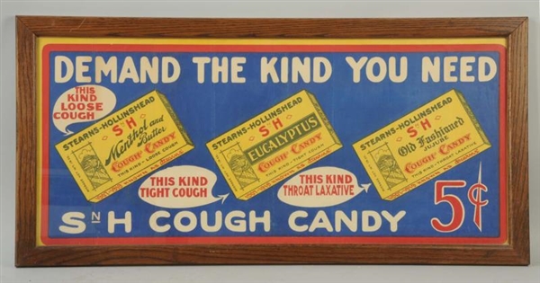 S&H COUGH CANDY CARDBOARD SIGN.                   