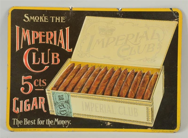 IMPERIAL CLUB EMBOSSED TIN SIGN.                  
